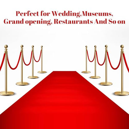 6 Pieces Velvet Stanchion Rope Bulk 4 Feet Party Crowd Control Barrier Safety Velvet Rope with Gold Hook for Movie Theater Opening, Hotel, Carpet, Not Include Stanchion Post(Red) - color: Red
