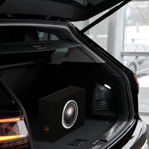 Q-Power Shallow Single 12 Inch Heavy Duty Sealed MDF Material Truck Audio Subwoofer Enclosure Box with Durable Carpeted Exterior, Charcoal Gray - style: 12" Sealed