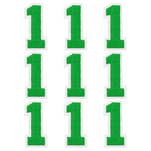 MECCANIXITY Iron on Number Patches 2" Number 1 Iron on Embroidered Patch Sew on Letter Stickers Applique for Repairing Clothing Jeans Shoes Hats DIY(Green, Pack of 9) - style: Number 1