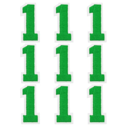 MECCANIXITY Iron on Number Patches 2" Number 1 Iron on Embroidered Patch Sew on Letter Stickers Applique for Repairing Clothing Jeans Shoes Hats DIY(Green, Pack of 9) - style: Number 1