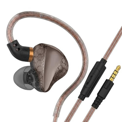 In Ear Monitor Headphones Dual Magnetic Dynamic Driver IEM with Mic, Black | Hybrid Banlance Armature with Dynamic in Ear Headphones IEM Earphones Gaming Earbuds - color: H89-Black with Mic