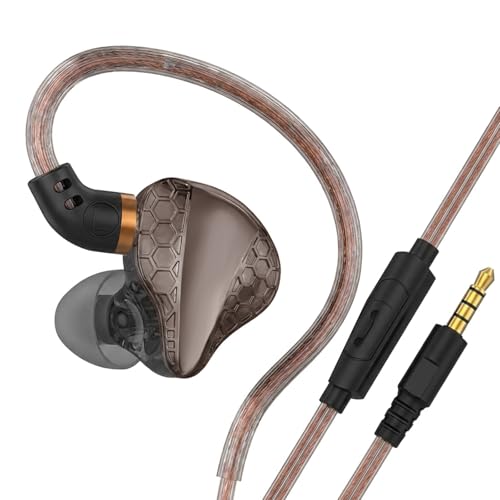 In Ear Monitor Headphones Dual Magnetic Dynamic Driver IEM with Mic, Black - color: H89-Black with Mic