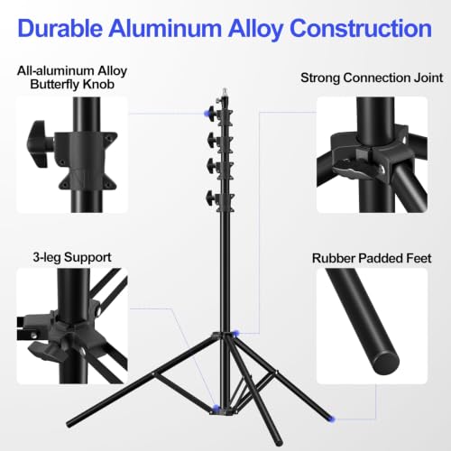 EMART 15.8ft Heavy Duty Light Stand Photography Tripod for Photography | Air-Cushioned Aluminum Alloy Light Stand with 1/4'' and 3/8'' Screw, Compatibility for Sports Games/Wedding Recording - size: 15.8FT