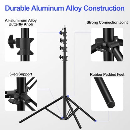EMART 15.8ft Heavy Duty Light Stand Photography Tripod for Photography | Air-Cushioned Aluminum Alloy Light Stand with 1/4'' and 3/8'' Screw, Compatibility for Sports Games/Wedding Recording - size: 15.8FT