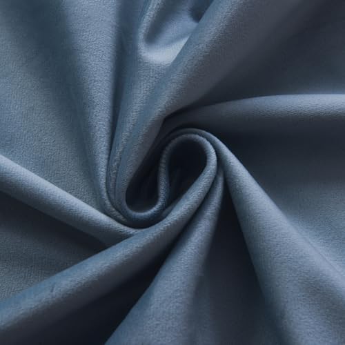 Roslynwood Velvet Stone Blue Curtain 84 inch Long - Curtains Block Light Rod Pocket Thermal Insulated Window Drapes Set for Living Room/Bedroom/Dining Room, W52 x L84, 2 Panels - color: Stone Blue, size: 52"W x 84"L (Pack of 2)