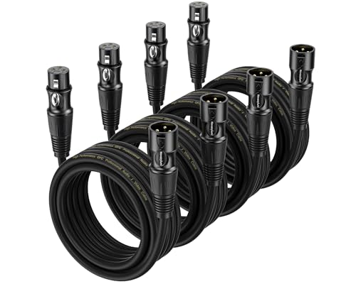 XLR Cables 15 Ft 4 Packs - Male to Female Microphone Cable Mic Cable - size: 15 Feet-4 Pack