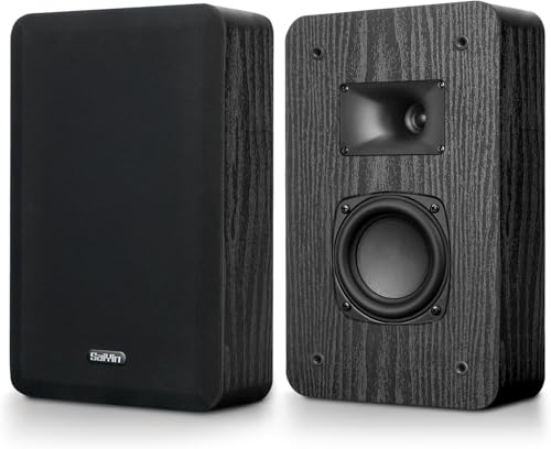 Saiyin Slim Wall Speakers (Pair),Wall Mount Surround Speakers,4 Ohms,3.5-Inch Woofer with Horn Tweeter, Home Theater Speaker for Living Room,Office,Kitchen - size: 11.8 inch