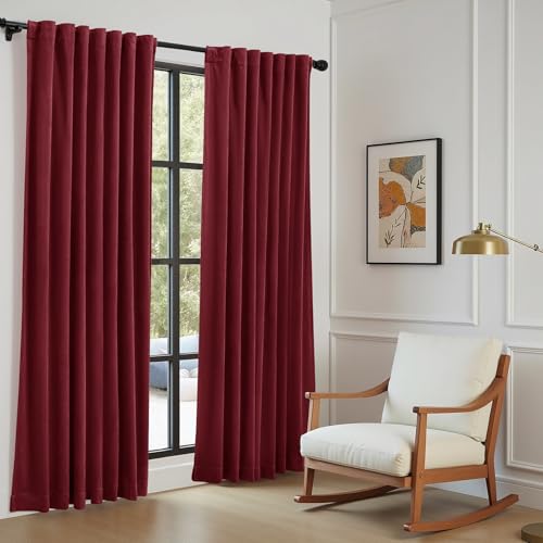 P Pothuiny Burgundy Blackout Velvet Curtains 84 Inches Long 2 Panels - color: Burgundy, size: 52"W x 84"L (Pack of 2)
