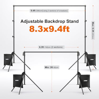 LINCO Lincostore Backdrop Stand Kit 9.4x8.3ft(WXH) for Party Photography - size: 9.4x8.3 ft
