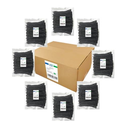 HS 8 Inch Zip Ties Black 40 Pounds Tensile Strength Thin Straps (Bulk 8000 Pack) Nylon PA66 UV Resistant,Self-Locking Small Electrical Plastic Cable Wire Zipties for Outdoor Use,Multi Purpose - color: Black 8"8000