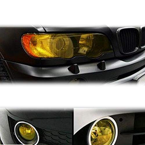 KOMAS 12” X 48” Tint Vinyl Film Sticker Sheet Roll for Car Headlight, Tail Lights, Fog Lights with Squeegee + Cutter (Glossy Yellow) - color: Glossy Yellow
