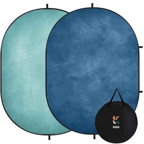 Kate Collapsible Backdrop Pop Up Photo Backdrops Blue Folded Background for Headshot, for Portrait Photography, for Video, 5x6.5ft | 5x6.5ft(1.5x2m) Blue Folding Collapsible Backdrop for Headshot, Portrait Photography, Self Tape, Video, Broadcast