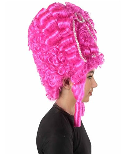 HPO Adult Women's Baroque French Revolution Queen Marry Wig Collection, Fuchsia Color, Premium Breathable Capless Cap (Fuchsia) - color: Fuchsia