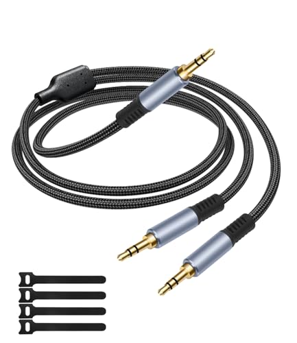 1/8" TRS Stereo Splitter Cable 3.3FT(Splitter 20cm), Male to Dual Male, 3.5mm Y-Splitter Stereo Cable, for Speakers, Headphone, Cell Phone PC Laptop, Perfect for Switching or Two Sets of Speakers - size: 3.3FT, style: 1/8" TRS Stereo Male to Dual Male