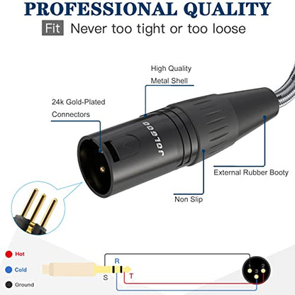 JOLGOO 6.6 ft 1/4" TRS to XLR Male Cable - Balanced 6.35mm TRS to 3-Pin XLR for Microphones - size: 6.6 Feet, style: 1/4 TRS Male to XLR Male