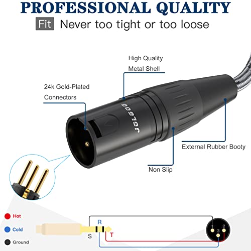 JOLGOO 1/4 Inch TRS to XLR Male Cable, Balanced 6.35mm TRS Plug to 3-pin XLR Male, Quarter inch TRS Male to XLR Male Microphone Cable, 10 Feet - size: 10 Feet, style: 1/4 TRS Male to XLR Male