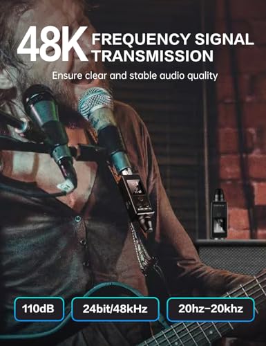 EBJ Wireless Microphone System UHF wireless XLR transmitter and receiver for dynamic/capacitive microphones, 48V Phantom power supply, electric guitar/bass, audio mixer, PA system (One drag one) - color: One drag one