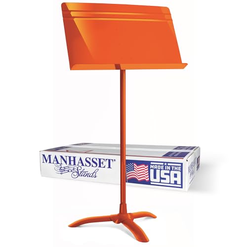 Manhasset 48 Music Stand - Orange | Long Lasting Durable Sheet Music Stand, Adjustable Height, 20" x 12" Desk, Classroom, Orchestra and Band Use - color: Orange, Glossy, size: Pack of 1