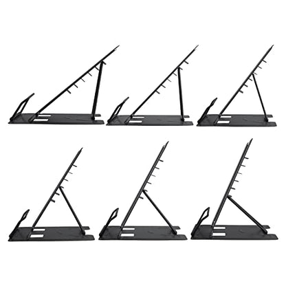 Honagu Book Stand Metal Desk Book Holder, Book Holders for Reading Hands Free, Adjustable Cookbook Documents Holder, Portable Bookstand for Music Books, Textbook, Recipe, Tablet, Ipad (Black) - color: Black