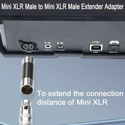 QIANRENON Mini XLR Male to Mini XLR Male Extender Adaptor Gold Plated 3Pin Mini XLR Plug to Mini XLR Plug Balanced Microphone Connector Coupler, for Lapel Wireless Microphone Medical Equipment - style: M-M