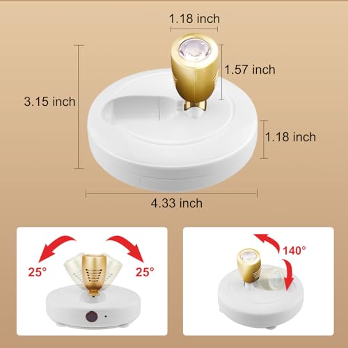 HONWELL LED Spotlight Wireless Accent Lights 2 Pack Battery Powered Warm White Puck Lights with Remote,Under-Cabinet Light Indoor Closet Light with Rotatable Head,Picture Light for Paintings