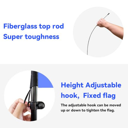 6.6FT Feather Flag Pole Kit with Ground Spike, Portable Lightweight Aluminum Alloy Flagpole with Fiberglass Top Pole, Fits 1.6x6.6FT / 1.6x6.1FT Feather Flags, Pole for Outdoor Business Advertising, No Flag
