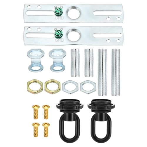 2 Set 4" Universal Light Fixture Cross Bar Kit 1/4 IP Black | Center Ceiling Light Plate Mounting Hardware Repair Set - color: Black