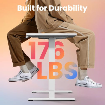 HUANUO 40x24 Inch Electric Standing Desk, Height Adjustable, White | 176 Lbs Capacity, Smooth Home Office Desk, 4 Memory Presets & Headphone Hooks, 28.3–46.5 Inch Height Range, Easy to assemble - color: White, size: 40" X 24"