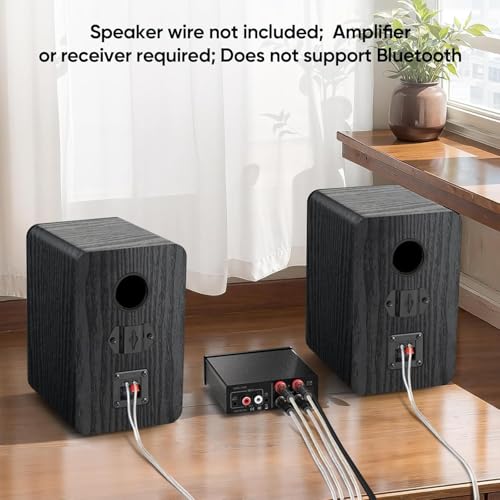 Saiyin 2-Way Passive Bookshelf Speakers 60Hz Bass | 3.5" Woofer & Silk Tweeter,4 Ω,For Home/Office/Theater,Pair (Needs Amplifier or Receiver to Operate) - style: Without speaker wire