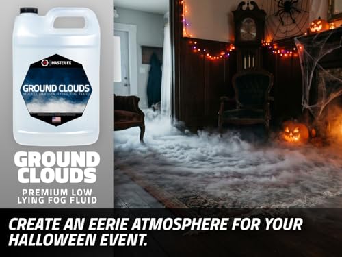 Ground Clouds Premium Low Lying Fog Fluid - Compatible with Water-Based Ground Fog Machines 400-2000W - No Rise Effect - Perfect for Live Events, Halloween, Themed Attractions, and More - 1 Gallon - size: 1 Gallon