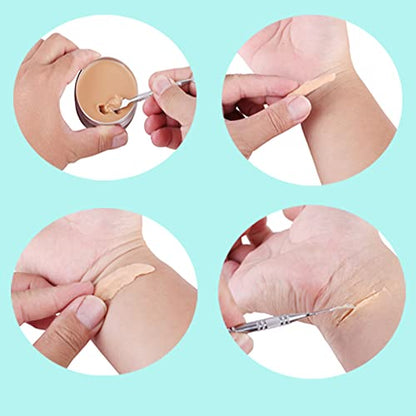MEICOLY 3Pcs Special Effects SFX Makeup Kit,Fake Nose Skin Putty Wax Makeup for Cosplay,Scar Wax Fake Scar Modeling Wax for Cut Wound with Spatula,Fake Blood Scab Coagulated Blood Gel - color: scar wax kit,01