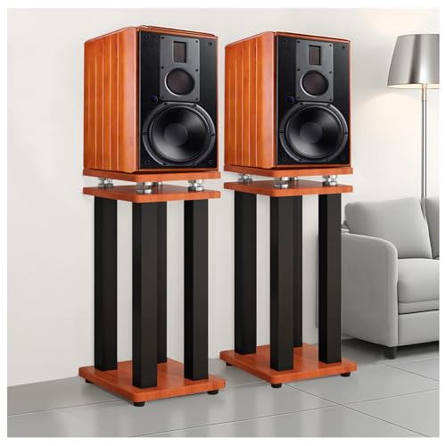 25 Inch Spring Isolation Speaker Stands, Heavy Duty 110lbs Pair - color: Walnut, size: 25 inch