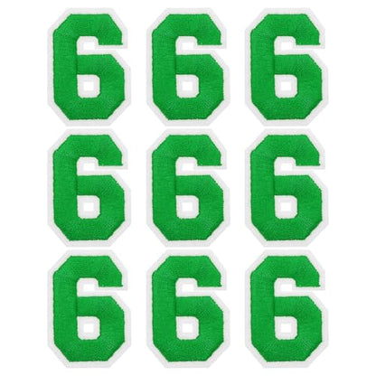 MECCANIXITY Iron on Number Patches 2" Number 6 Iron on Embroidered Patch Sew on Letter Stickers Applique for Repairing Clothing Jeans Shoes Hats DIY(Green, Pack of 9) - style: Number 6