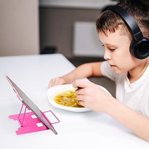 Honagu Small Book Stand Book Holder Metal Desk Book Stand for Reading Hands Free, Adjustable Cookbook Documents Holder, Portable Bookstand for Music Books, Textbook, Recipe, Tablet, Ipad (Rose Red) - color: Rose Red
