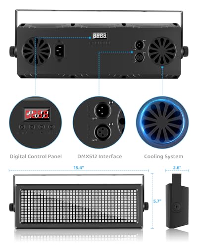 Telbum LED Strobe Light for DJ Stage Party, 432LEDs RGB Strobe Lights Sound Activated DMX512 Control, Muti-Animation Effects, Uplighting Wash Light for Halloween Club Bar Event Concert Church Wedding
