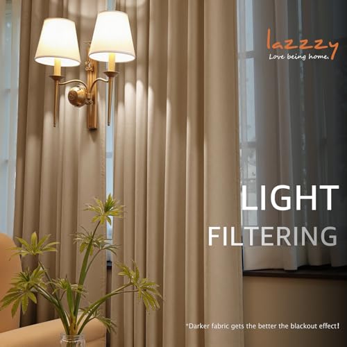 Lazzzy Velvet Curtain Beige Thermal Insulated Curtains 84 Inch Long Drapes for Bedroom Living Room Darkening Window Treatments Rod Pocket, Set of 2, Latte - color: Latte, size: 52"W x 84"L (Pack of 2)