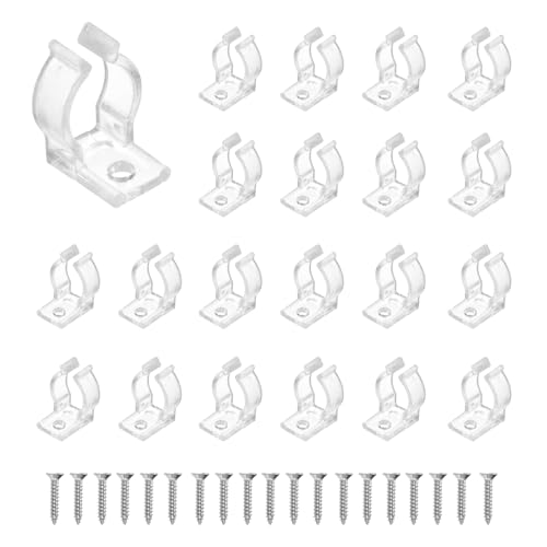 MECCANIXITY U Clips Holder Bracket, Fluorescent Tube Mounting Accessories Support Clamps Pipe Clamps with Screws for 10mm to 12mm Round LED Strip and Tube, 30pcs - size: 10mm to 12mm