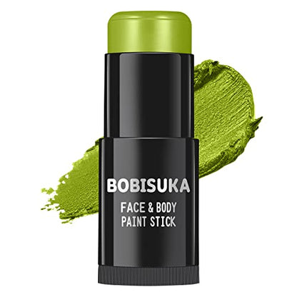 BOBISUKA Ogre Green Face Body Paint Stick, Light Green Eye Black Painting Sticks for Sports, Facepaints Makeup for Halloween Goblin Zombie Witch Camo Hulk Cosplay Special Effects Costume SFX - color: Ogre Green