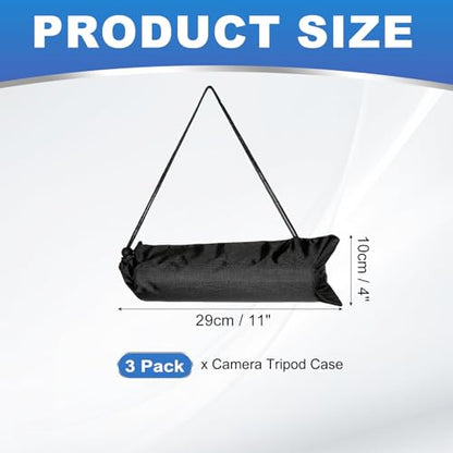 PATIKIL 11 x 4 Inch Tripod Carrying Case, 3 Pack Camera Tripod Carrying Bags Oxford Cloth Padded Bag for Camera Gear Mic Light Stand Sheet Music Photography Accessories, Black - size: 11 x 4 Inch