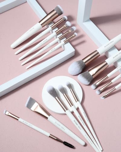 EIGSHOW Makeup Brushes Set, 15Pcs Professional Make Up Brush with Silver Ion Bristles for Foundation Powder Blush Highlighter Concealer Eyeshadow Eyeliner, Travel Gift Set (Champaign Gold) - color: Champaign Gold