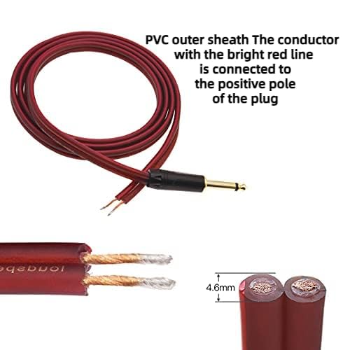 Yuchenfeng 1/4" Gold-Plated TS Mono Plug to Bare Wire Speaker Cable - 14AWG OFC, Double PVC Shielded for Guitar, Mic & DJ Gear | Hi-Fi Audio, Durable Anti-Corrosion(16.4FT 2PCS) - size: 16.4FT 2PCS
