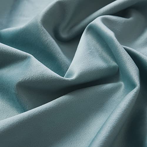 Roslynwood Velvet Eggshell Blue Curtain 63 inch Long - Curtains Block Light Rod Pocket Thermal Insulated Window Drapes Set for Living Room/Bedroom/Dining Room, W52 x L63, 2 Panels - color: Eggshell Blue, size: 52"W x 63"L (Pack of 2)