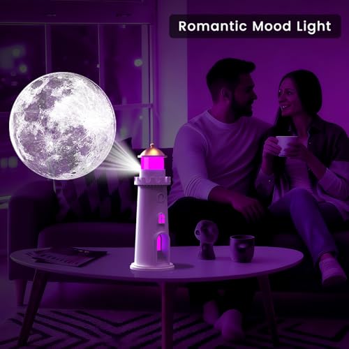 easuntec Moon Projection Night Light Color Changing, Rechargeable Dimmable Timer, RGB Night Light for Bedroom, Nursery, Kids, Adults, Moon Lighthouse Gifts for Girls Boys (RGB)