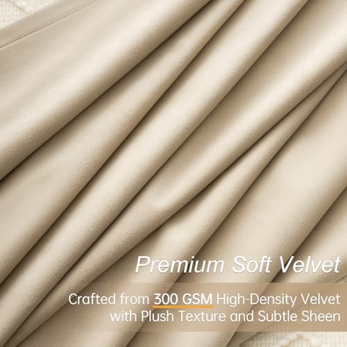Topfinel Velvet Curtains 84 inches Long Beige Modern Elegant Luxury Light Blocking Privacy Window Treatments for Living Room Bedroom,Soft Velvet Curtain Rails Ceiling Mount 2 Panels,W42 x L84 - color: Beige, size: 42"W x 84"L (Pack of 2)