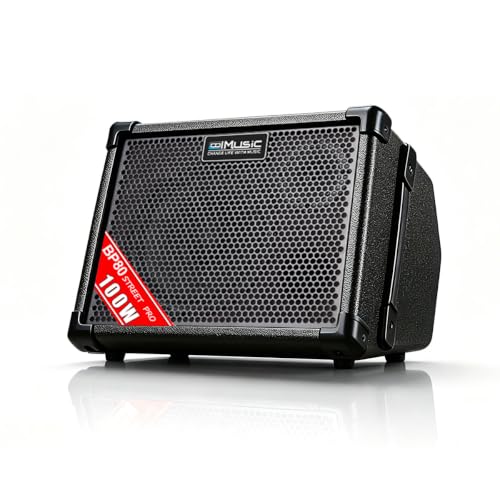 Coolmusic BP80 Battery Powered Acoustic Guitar Amplifier- Portable Bluetooth Speaker 100W, 6 Inputs,3 Band EQ,Black(3-Year Warranty) - color: black