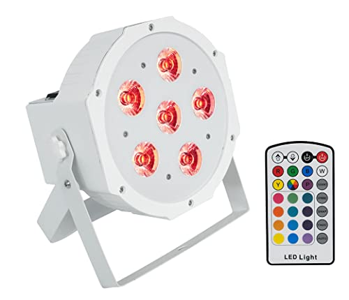 Rockville Battery Par 6RF White RGBWA, UV Wireless DMX LED Wash Light | 15-Hour Rechargeable Battery, RF Remote Included, 6x6W LEDs, Sound Activated, Strobe, Dimmer, XLR DMX In/Out, Dual Bracket - color: White