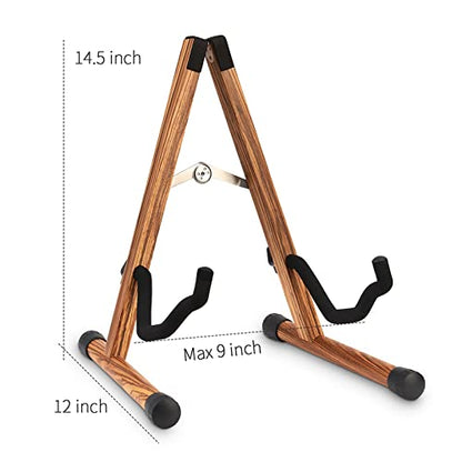 SNIGJAT Guitar Stand, Folding Wood Acoustic Guitar Stand with Padding Zebra - color: Zebra Wood