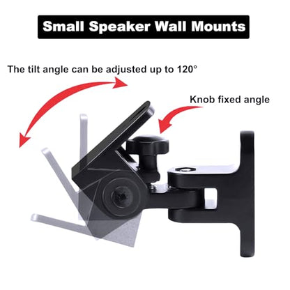 Speaker Wall Mount, Holds Up to 30lbs, Swivel and Tilt, 2 Packs | All Aluminum Wall Speaker Mount for Small Speakers, Compatible with JBL,Samsung, KEF, Klipsch, Sony and More, Black