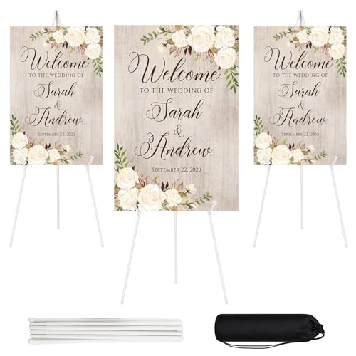 JEAWIWI 3 Pcs Lightweight Easel Stand, 66 Inch, White, with Portable Bags - color: White, size: 3 PCS