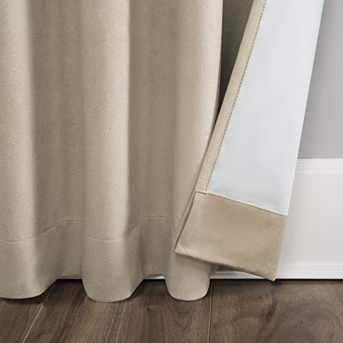 Sun Zero Hampshire Velvet Noise Reducing Thermal Extreme 100% Total Blackout Back Tab/Rod Pocket Curtain Panel, Ecru Off-White, 50"W x 84"L (1 Panel) - color: Ecru Off-white, size: 50"W x 84"L (Pack of 1)